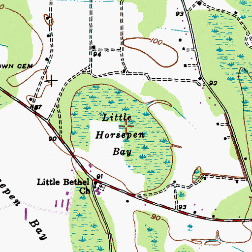 Topographic Map of Little Horsepen Bay, SC