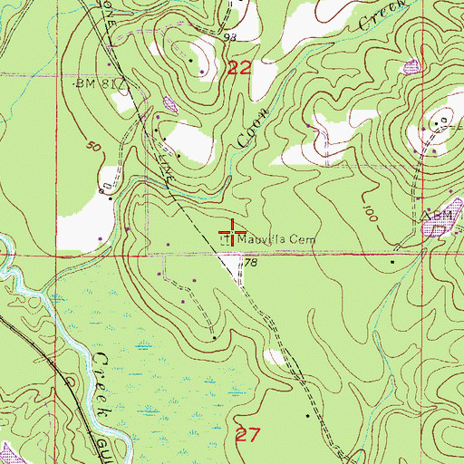 Topographic Map of Mauvilla Cemetery, AL