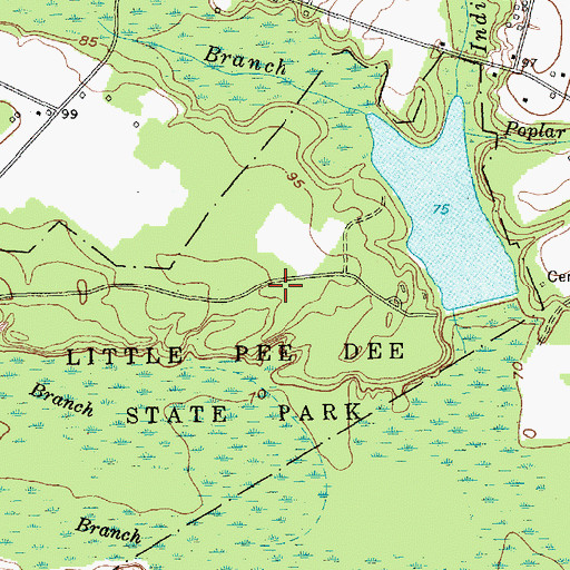 Topographic Map of Little Pee Dee State Park, SC