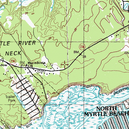 Topographic Map of Little River Neck School, SC