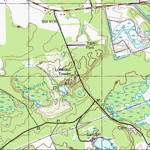 Topographic Map of Little River Swamp, SC