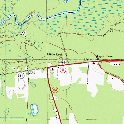 Topographic Map of Little Rock Church, SC