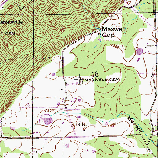 Topographic Map of Maxwell Cemetery, AL