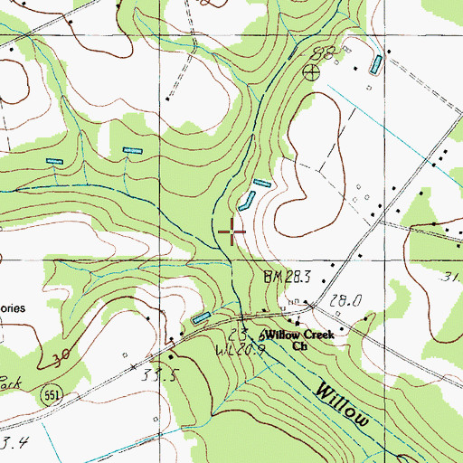 Topographic Map of Little Willow Creek, SC