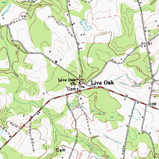 Topographic Map of Live Oak Church, SC