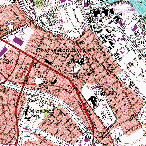 Topographic Map of Live Oak Hall, SC