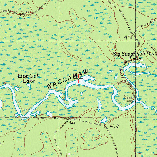 Topographic Map of Live Oak Lake, SC
