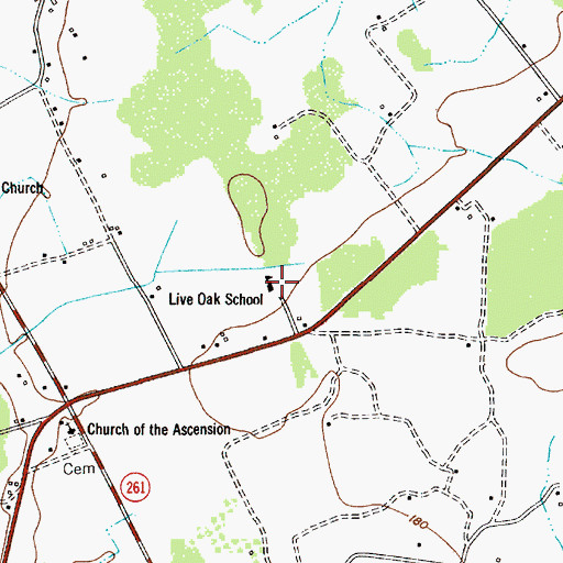 Topographic Map of Live Oak School, SC