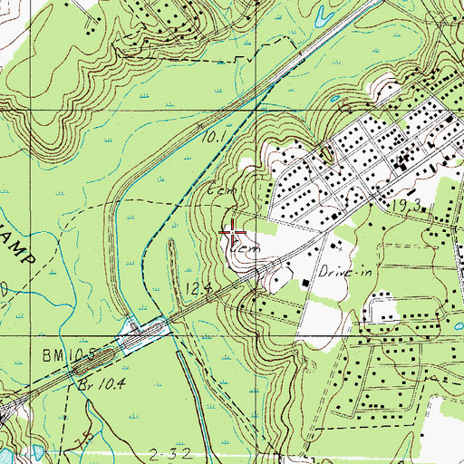 Topographic Map of Liveoak Cemetery, SC