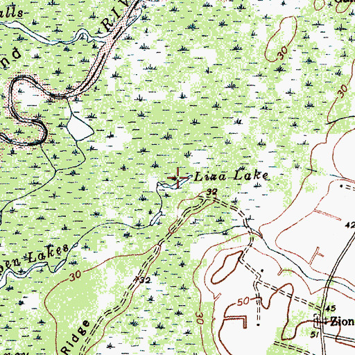 Topographic Map of Liza Lake, SC
