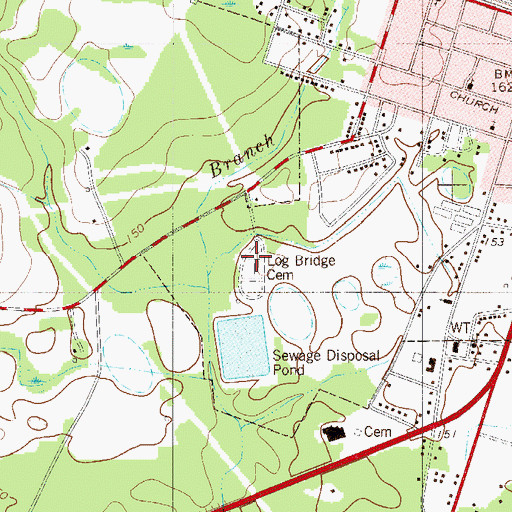 Topographic Map of Log Bridge Cemetery, SC
