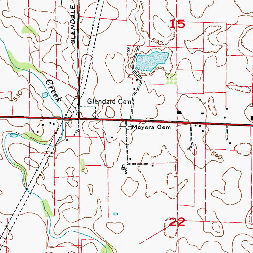 Topographic Map of Mayers Cemetery, AL