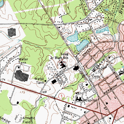 Topographic Map of Long Junior High School, SC