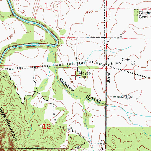 Topographic Map of Mayes Cemetery, AL