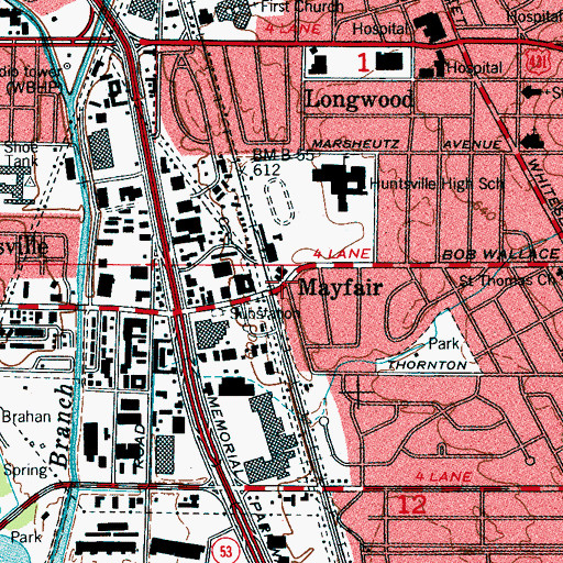 Topographic Map of Mayfair, AL
