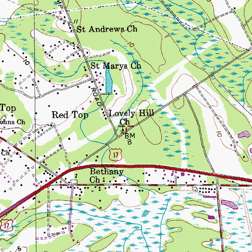 Topographic Map of Lovely Hill Missionary Baptist Church, SC