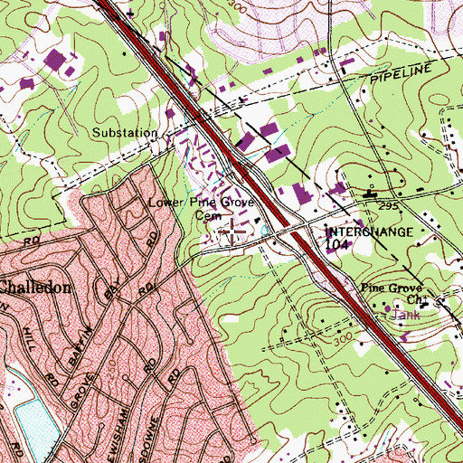 Topographic Map of Lower Pine Grove Cemetery, SC