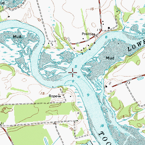 Topographic Map of Lower Toogoodoo Creek, SC