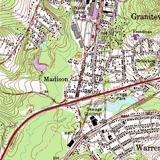 Topographic Map of Madison, SC