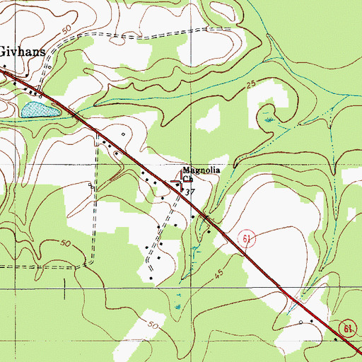 Topographic Map of Magnolia, SC