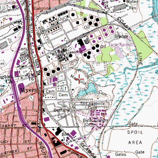Topographic Map of Magnolia Cemetery, SC