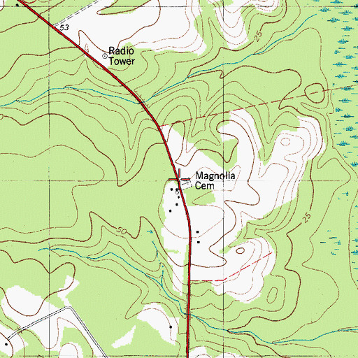 Topographic Map of Magnolia Cemetery, SC