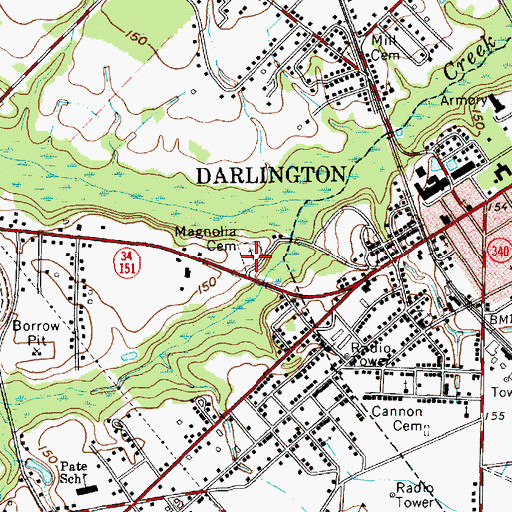 Topographic Map of Magnolia Cemetery, SC