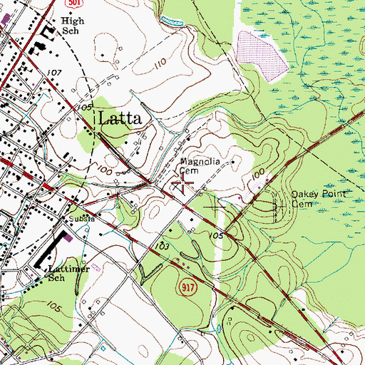 Topographic Map of Magnolia Cemetery, SC