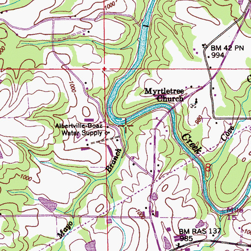 Topographic Map of Mayo Branch, AL