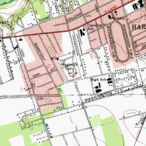 Topographic Map of Magnolia Cemetery, SC