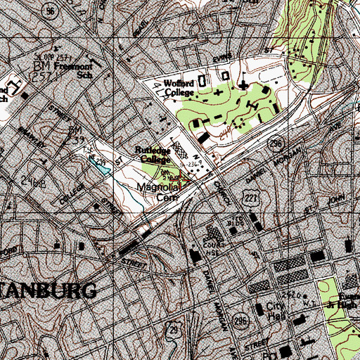 Topographic Map of Magnolia Street Cemetery, SC