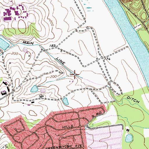 Topographic Map of Main Line Ditch, SC
