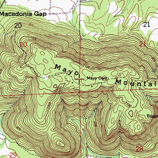 Topographic Map of Mayo Cemetery, AL