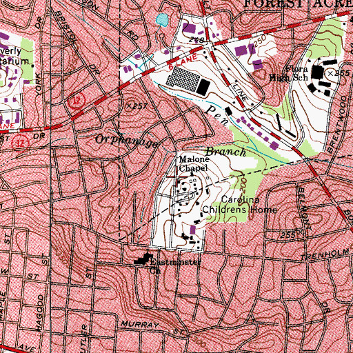 Topographic Map of Malone Chapel, SC
