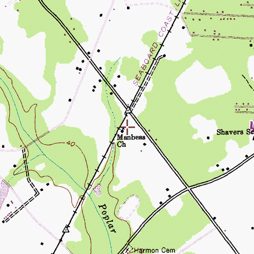 Topographic Map of Manbess Church, SC