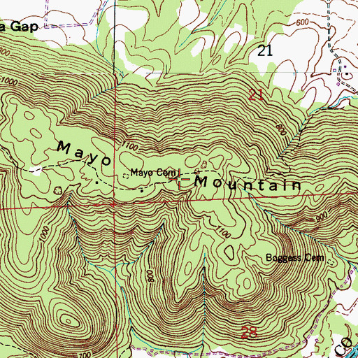 Topographic Map of Mayo Mountain, AL