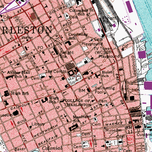 Topographic Map of Marion Square, SC