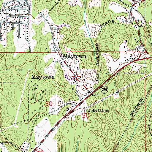 Topographic Map of Maytown, AL