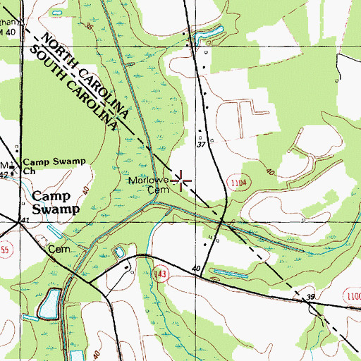 Topographic Map of Marlowe Cemetery, SC