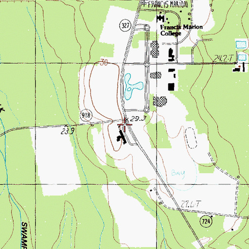 Topographic Map of Mars Bluff School, SC