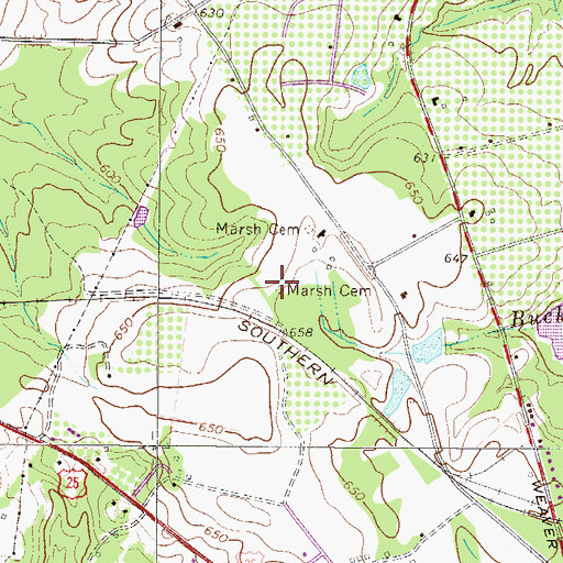 Topographic Map of Marsh Cemetery, SC
