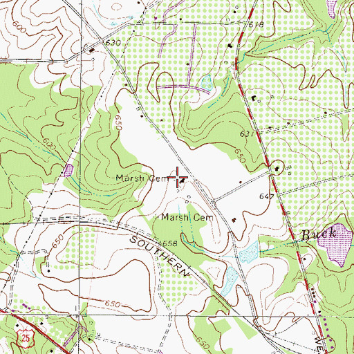 Topographic Map of Marsh Cemetery, SC