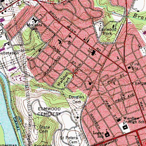 Topographic Map of Marshall Park, SC