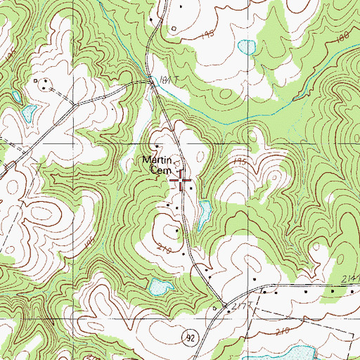 Topographic Map of Martin Cemetery, SC