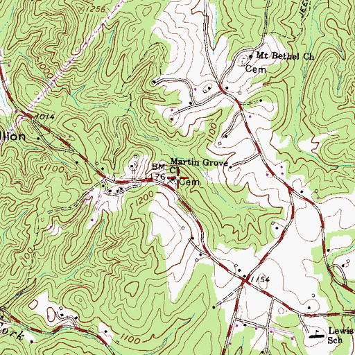 Topographic Map of Martin Grove Church, SC
