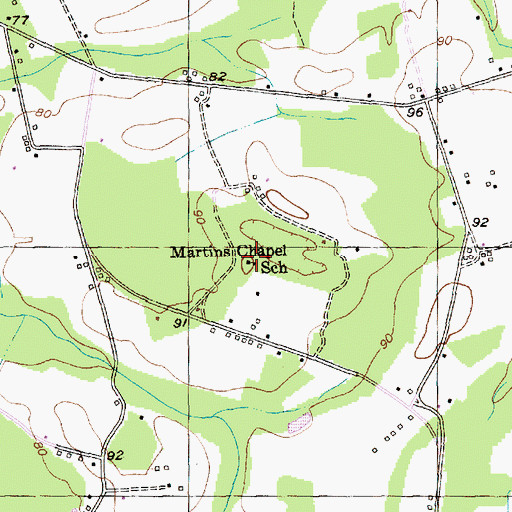 Topographic Map of Martins Chapel School, SC