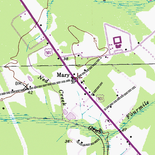 Topographic Map of Mary, SC