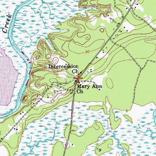 Topographic Map of Mary Ann Church, SC