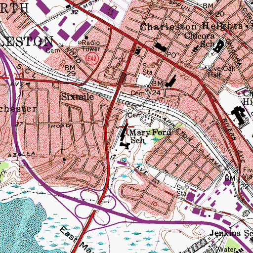 Topographic Map of Mary Ford Elementary School, SC
