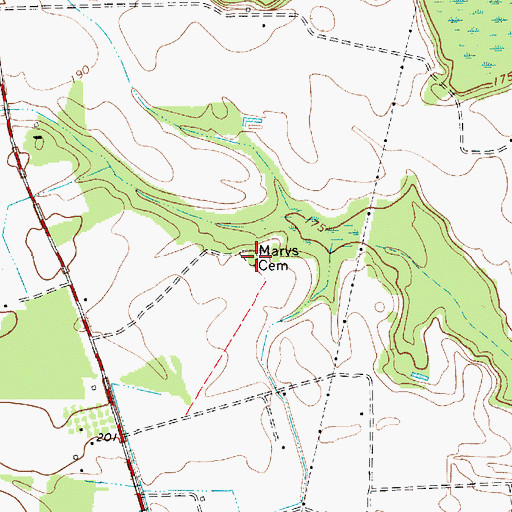 Topographic Map of Marys Cemetery, SC